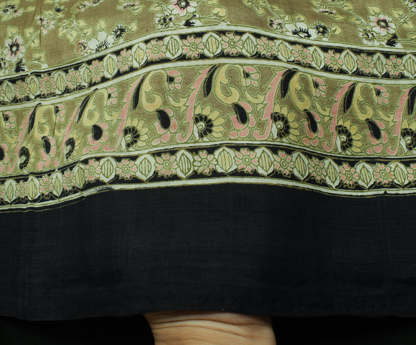 Sushila Vintage Green Saree 100% Pure Silk Printed Floral Soft Craft 5 YD Fabric