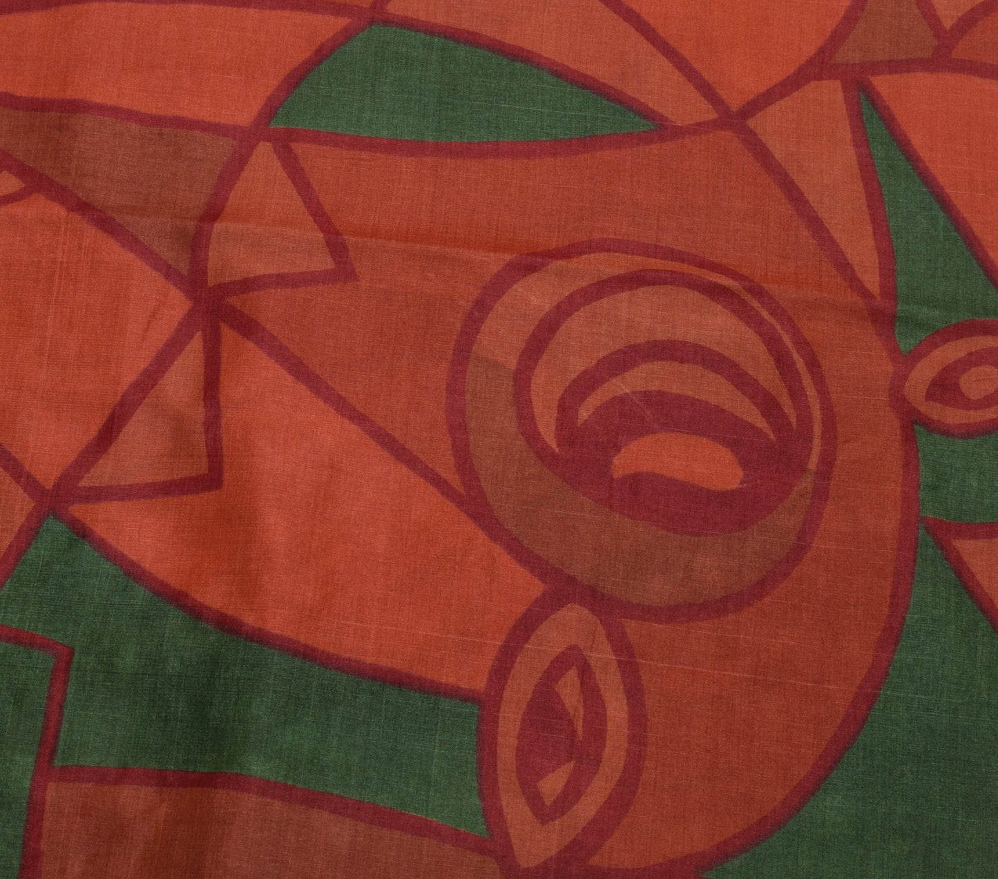 Sushila Vintage Dark Peach Saree Pure Silk Printed 5 Yard Soft Craft Fabric