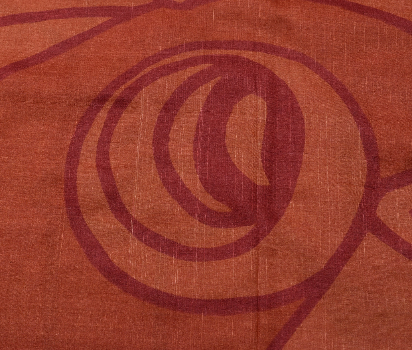 Sushila Vintage Dark Peach Saree Pure Silk Printed 5 Yard Soft Craft Fabric