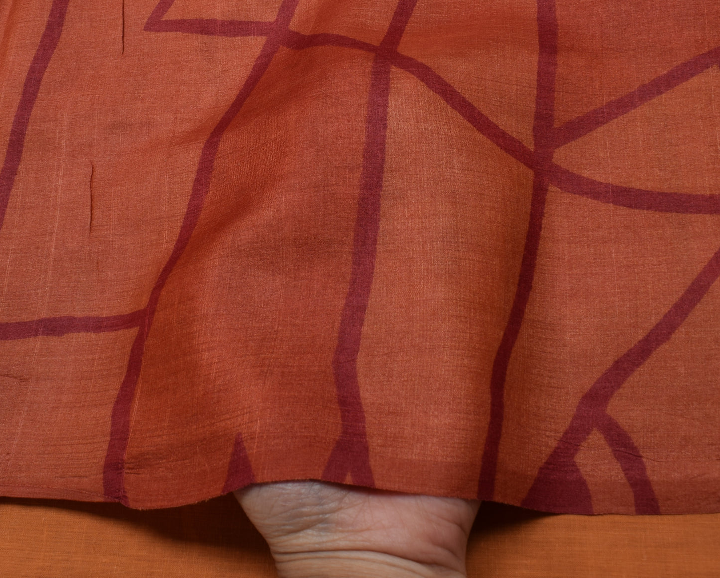 Sushila Vintage Dark Peach Saree Pure Silk Printed 5 Yard Soft Craft Fabric