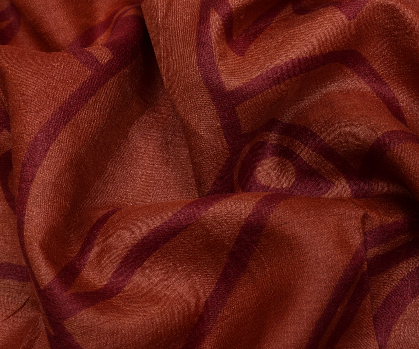 Sushila Vintage Dark Peach Saree Pure Silk Printed 5 Yard Soft Craft Fabric