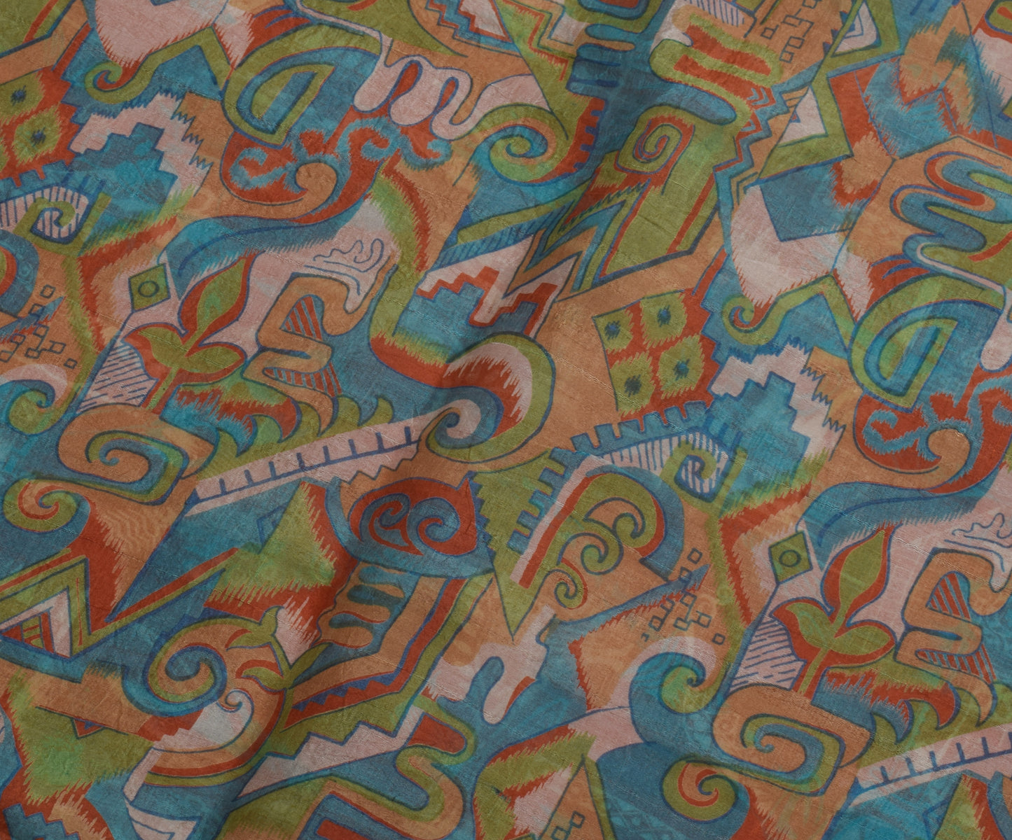 Sushila Vintage Indian Saree 100% Pure Silk Printed 5 Yard Craft Sari Fabric