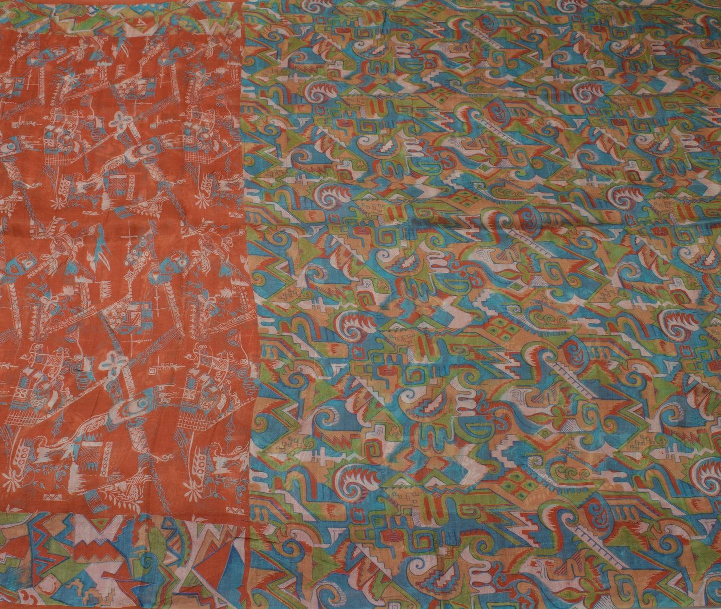 Sushila Vintage Indian Saree 100% Pure Silk Printed 5 Yard Craft Sari Fabric