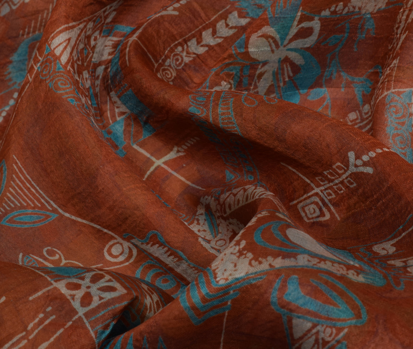 Sushila Vintage Indian Saree 100% Pure Silk Printed 5 Yard Craft Sari Fabric