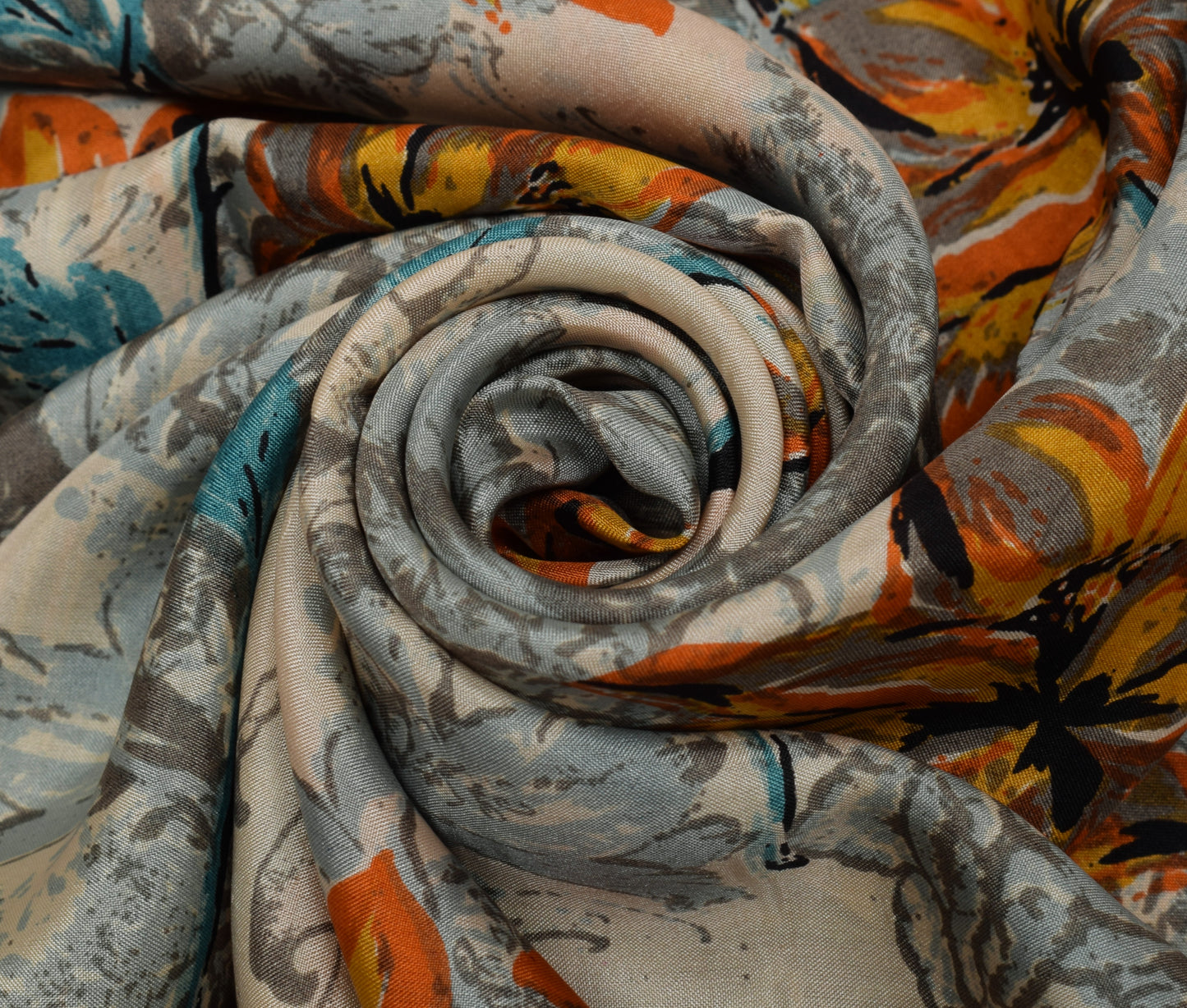 Sushila Vintage Cream Saree 100% Pure Silk Printed Floral Soft Craft Fabric