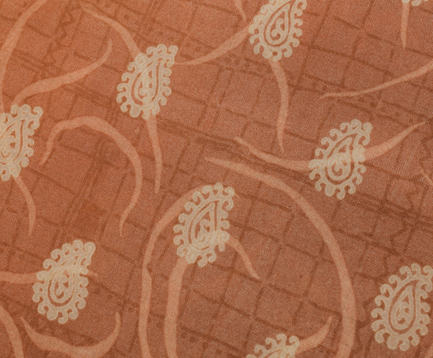 Sushila Vintage Peach Saree 100% Pure Silk Printed Paisley Soft Craft Fabric