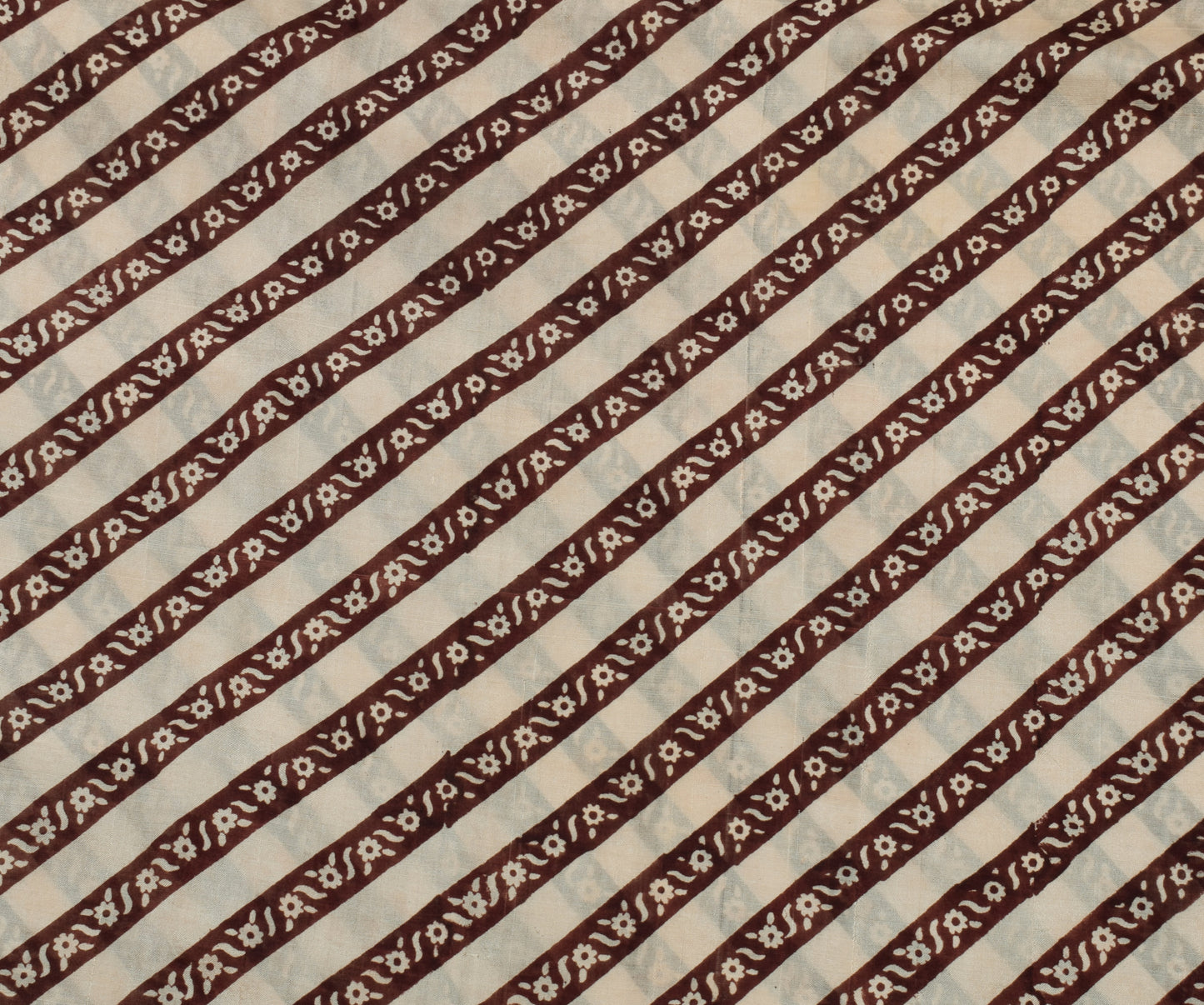 Sushila Vintage Cream Saree 100% Pure Silk Hand Block Printed Floral Soft Fabric