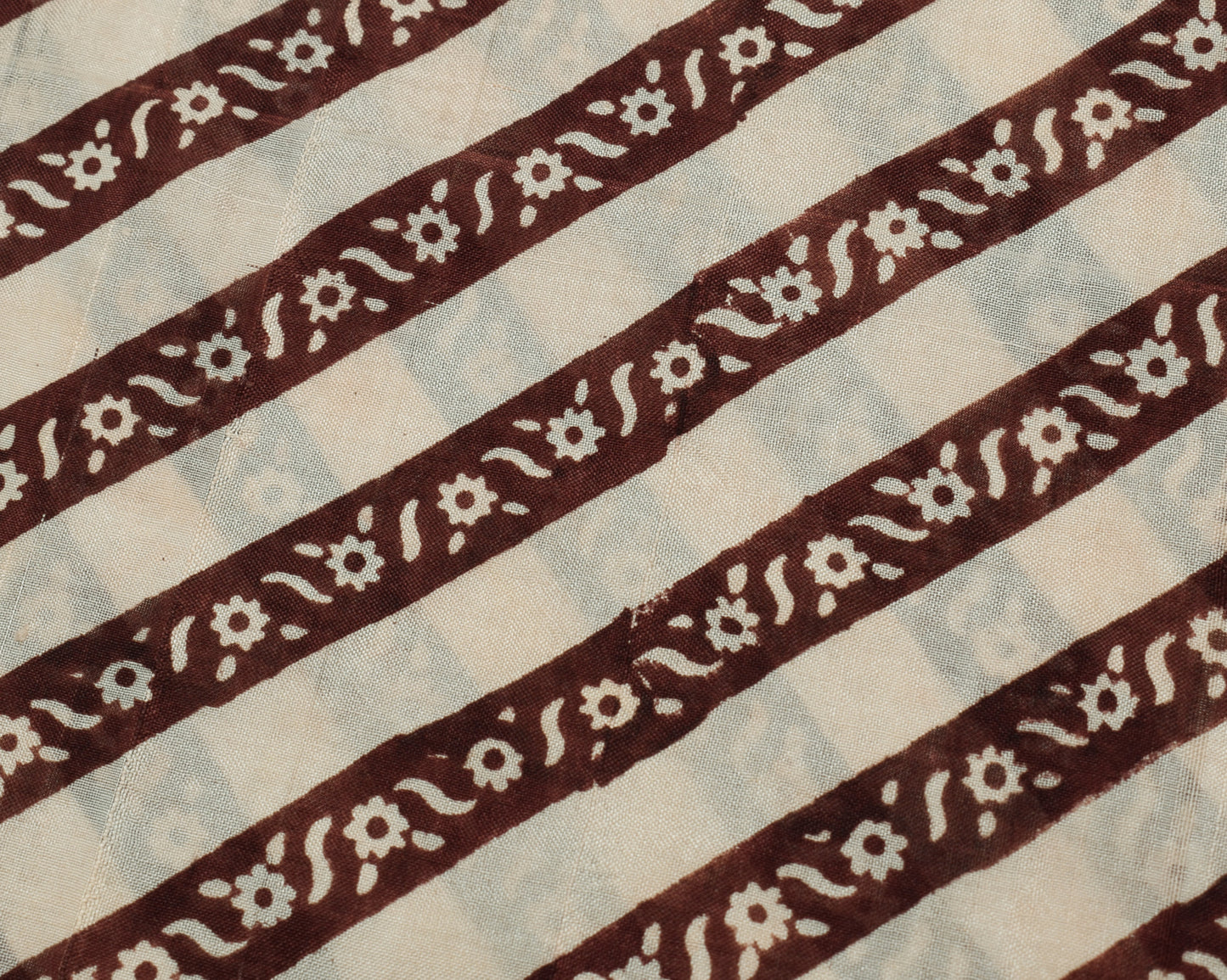 Sushila Vintage Cream Saree 100% Pure Silk Hand Block Printed Floral Soft Fabric