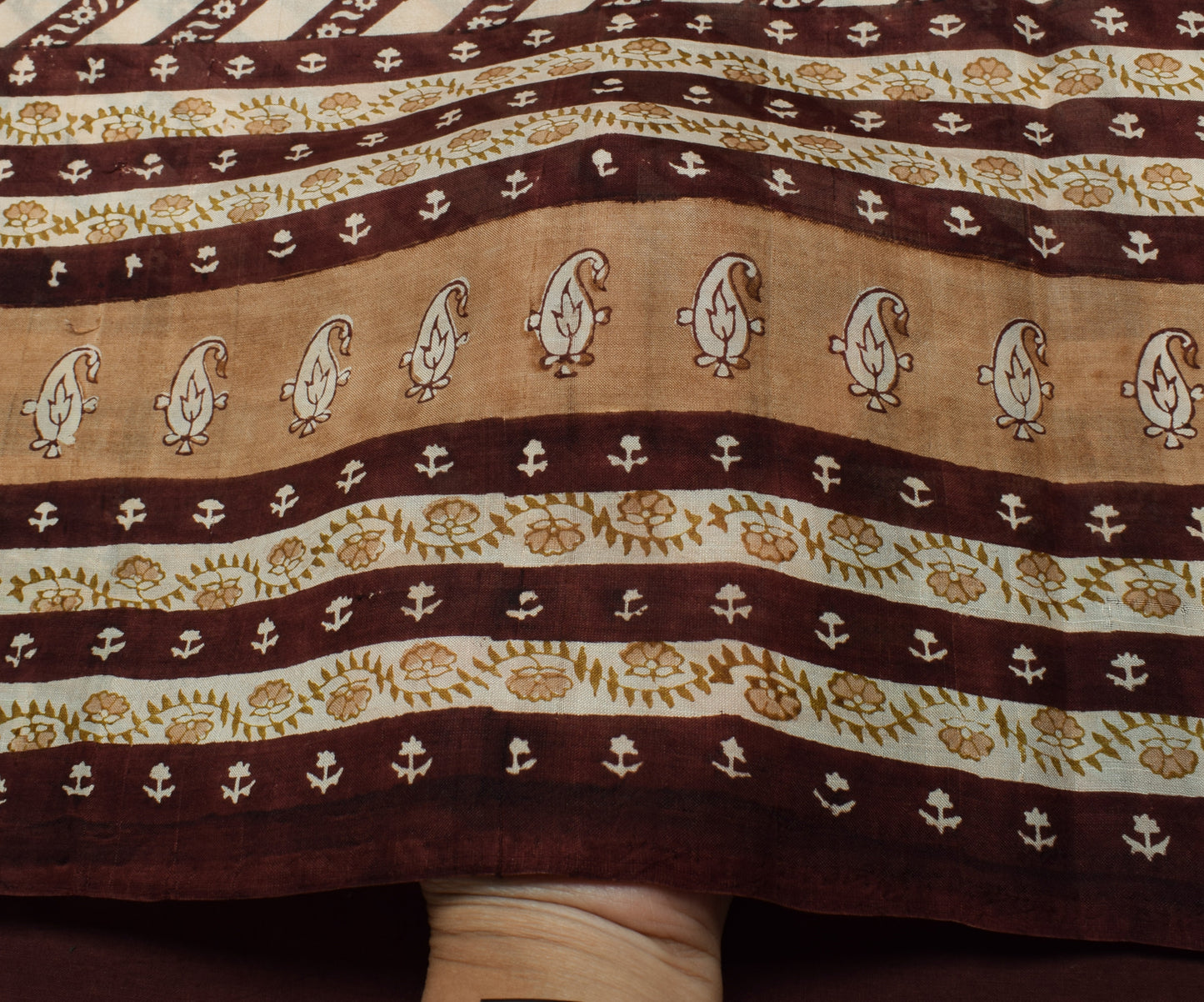 Sushila Vintage Cream Saree 100% Pure Silk Hand Block Printed Floral Soft Fabric