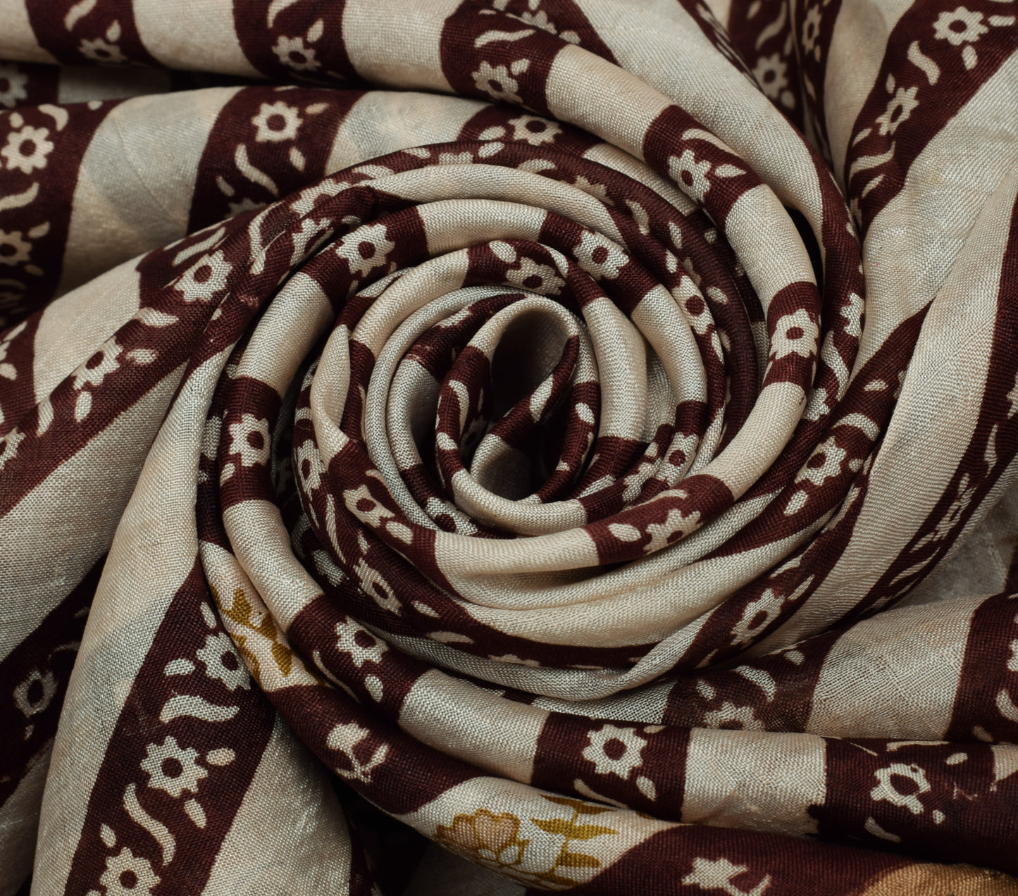 Sushila Vintage Cream Saree 100% Pure Silk Hand Block Printed Floral Soft Fabric