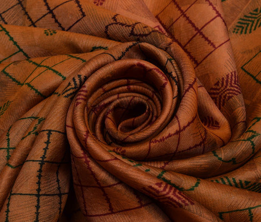 Sushila Vintage MultiColor Saree 100% Pure Silk Printed Floral Soft Craft Fabric