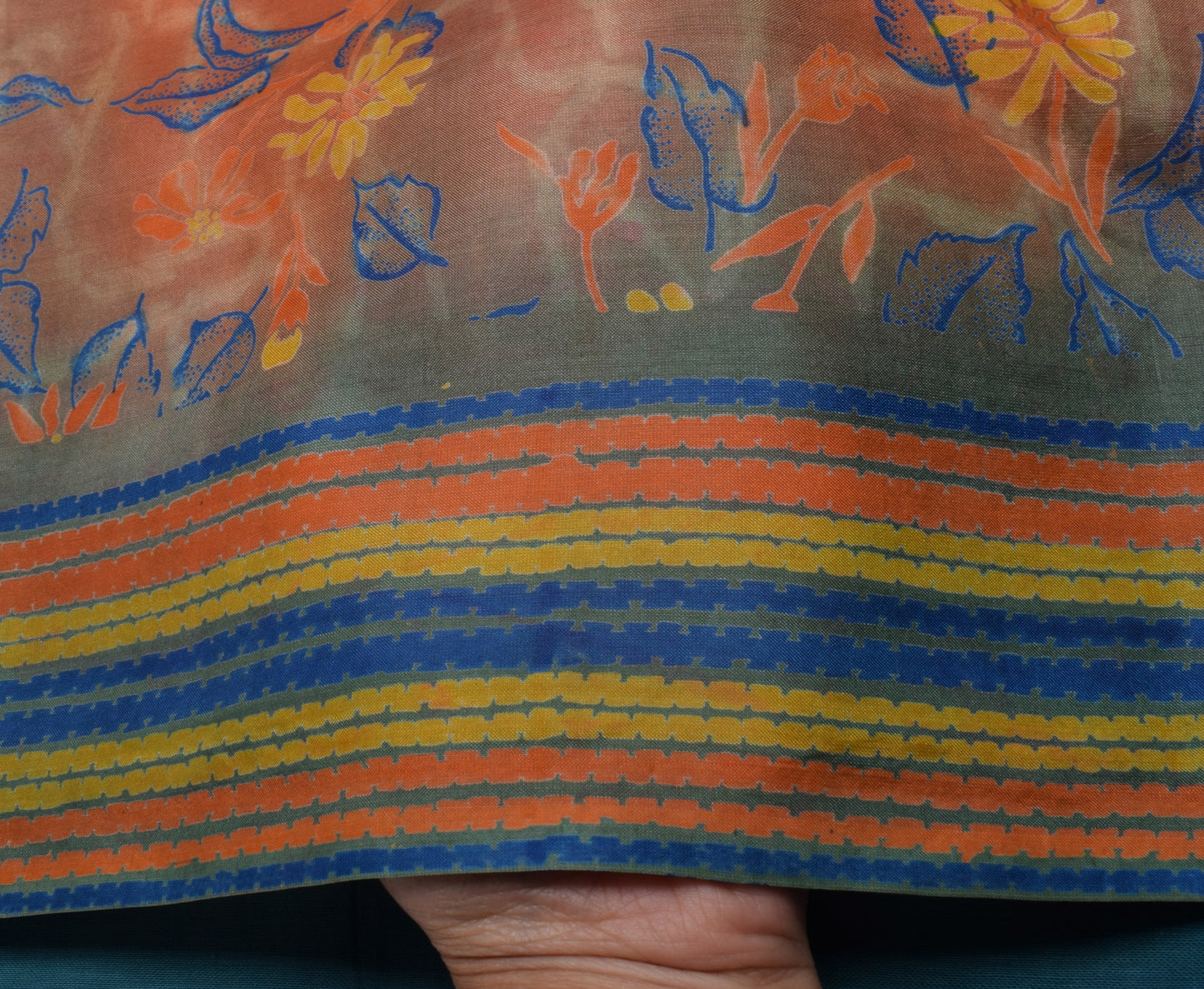 Sushila Vintage Indian Saree 100% Pure Silk Printed Floral Soft Craft Fabric