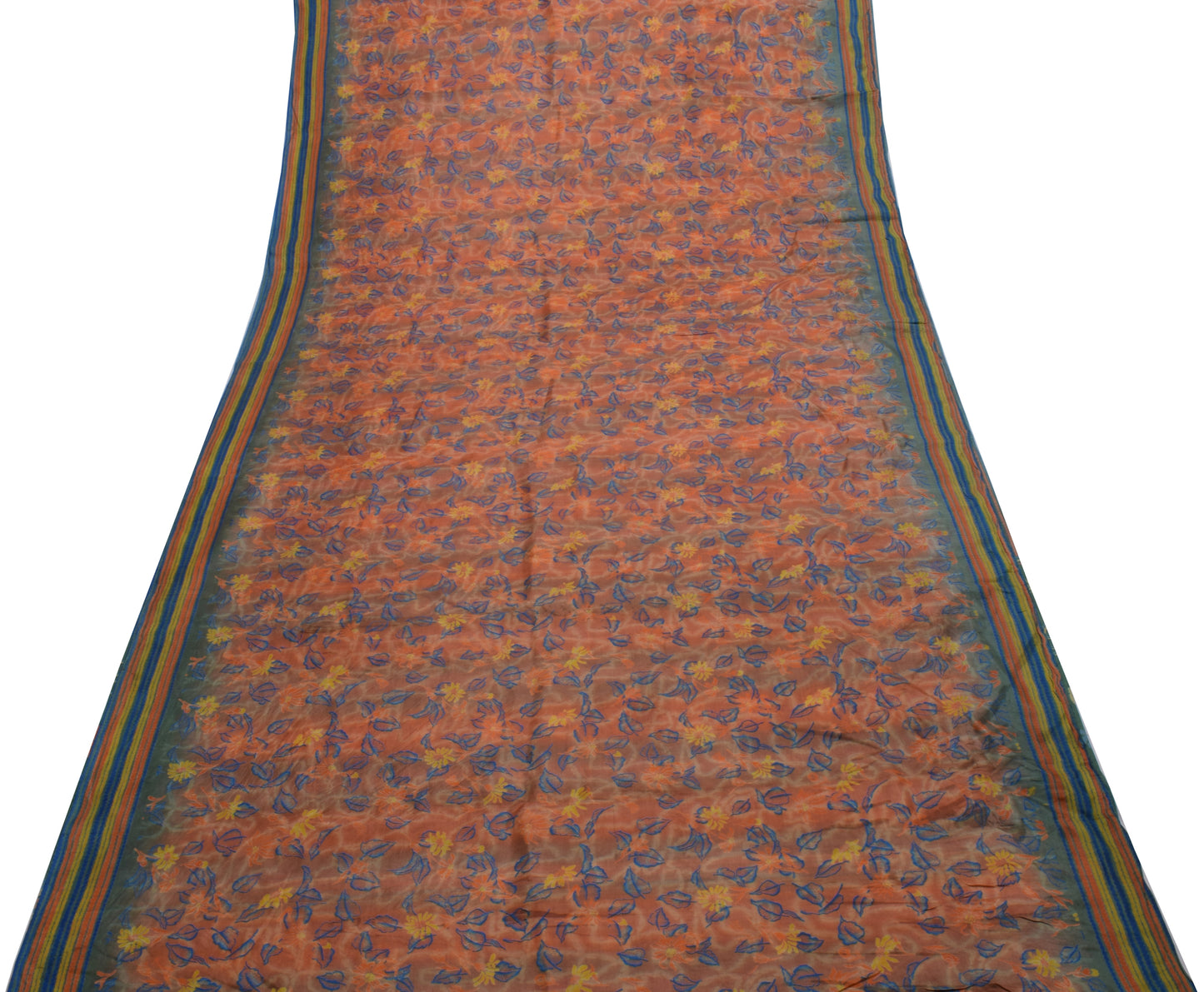 Sushila Vintage Indian Saree 100% Pure Silk Printed Floral Soft Craft Fabric
