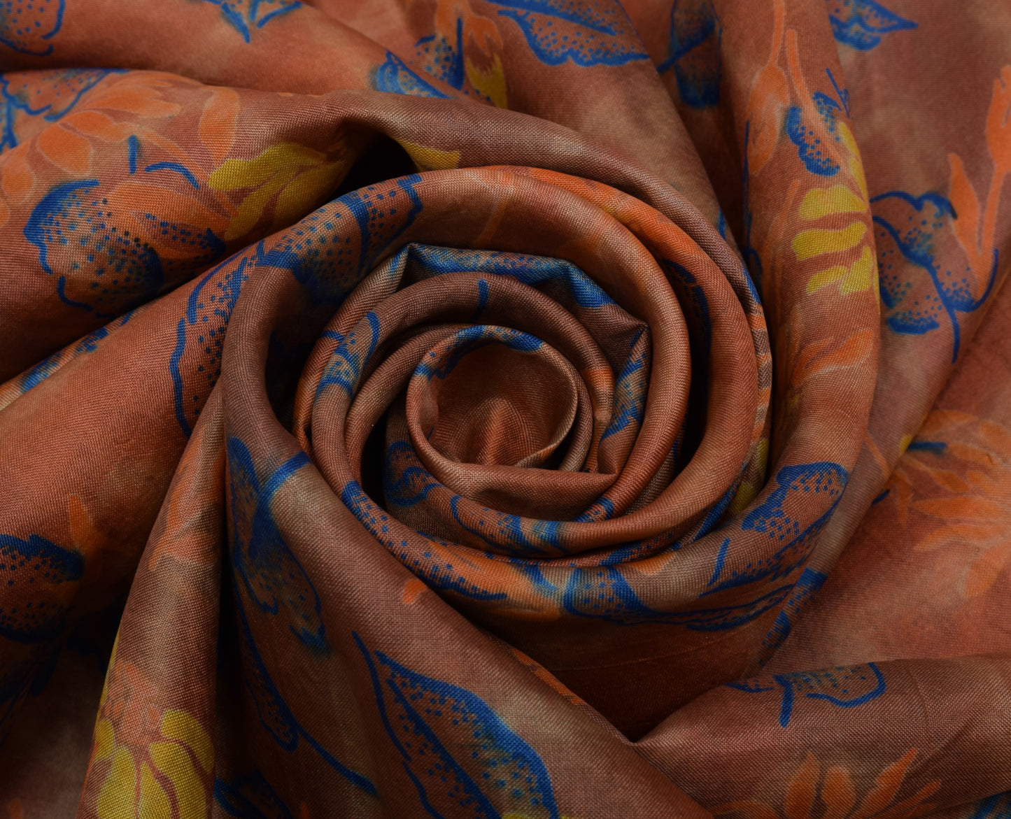 Sushila Vintage Indian Saree 100% Pure Silk Printed Floral Soft Craft Fabric