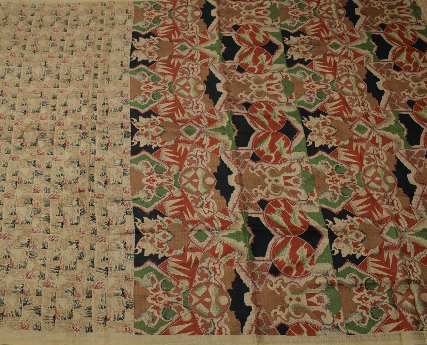 Sushila Vintage Brown Indian Saree 100% Pure Silk Printed Soft Craft Fabric