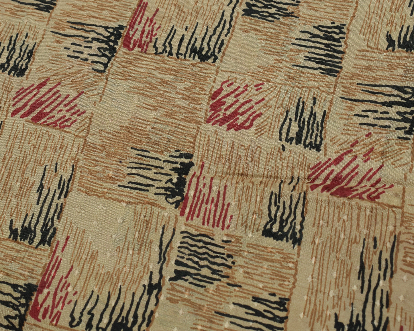 Sushila Vintage Brown Indian Saree 100% Pure Silk Printed Soft Craft Fabric