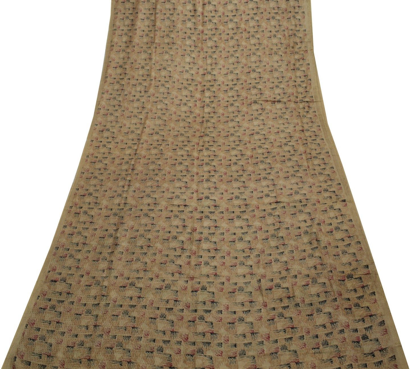 Sushila Vintage Brown Indian Saree 100% Pure Silk Printed Soft Craft Fabric