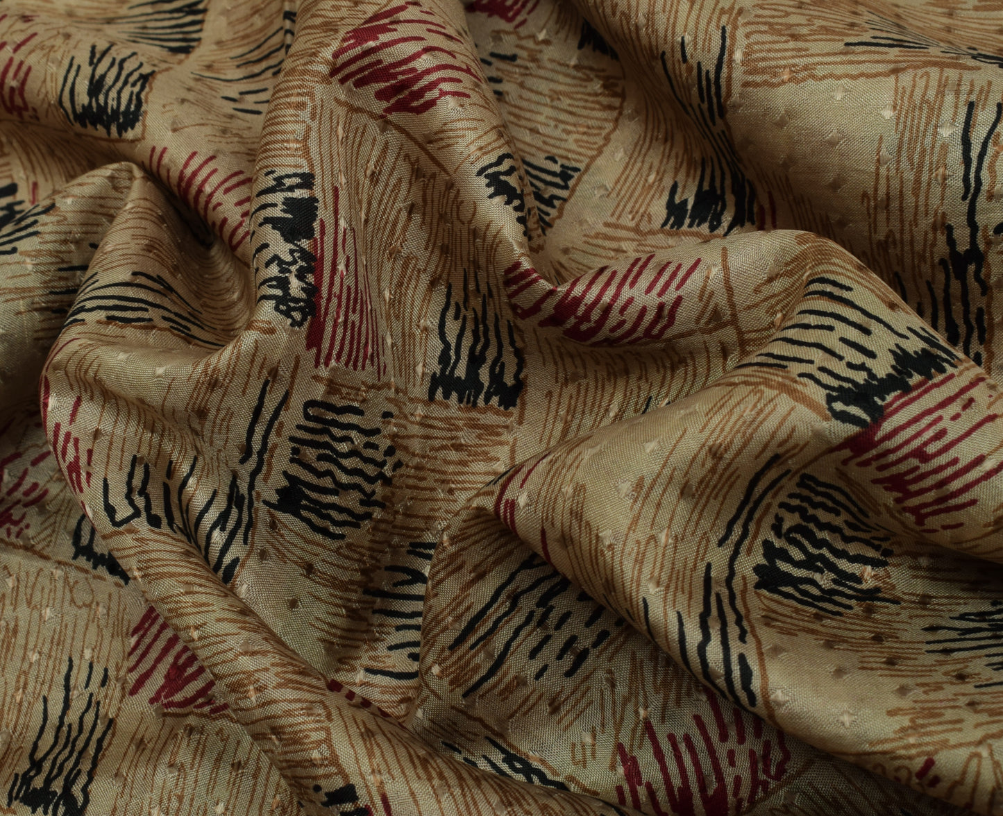 Sushila Vintage Brown Indian Saree 100% Pure Silk Printed Soft Craft Fabric