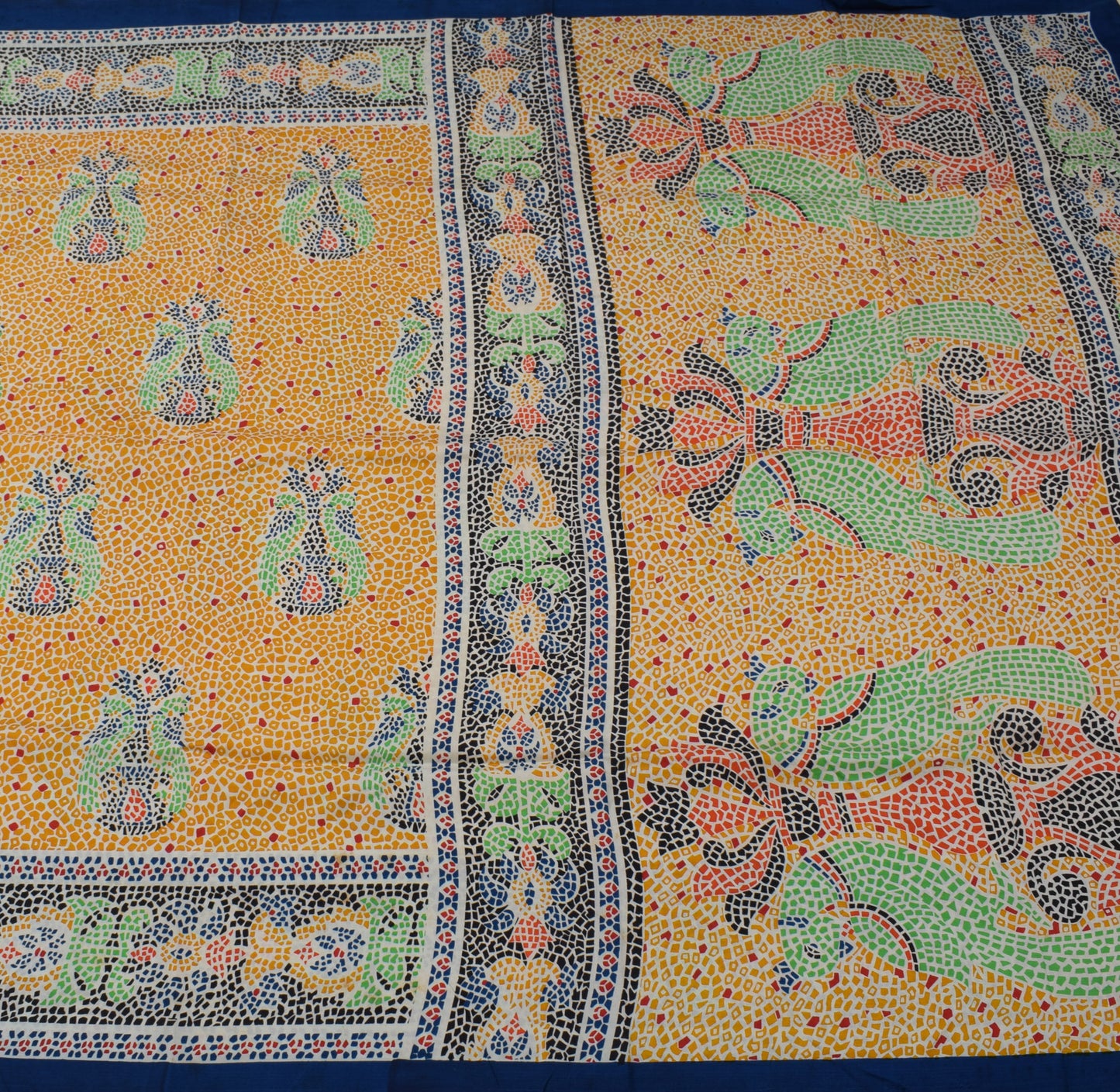 Sushila Vintage White Indian Saree 100% Pure Silk Printed 5 YD Soft Craft Fabric