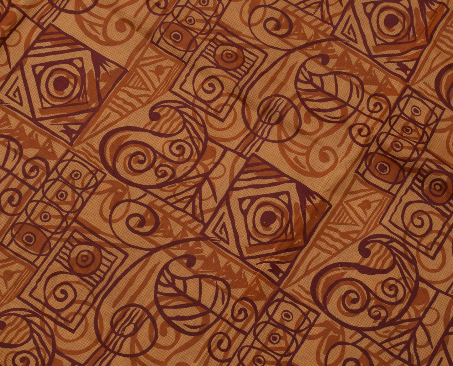 Sushila Vintage Brown Saree 100% Pure Silk Printed Paisley Soft Craft Fabric