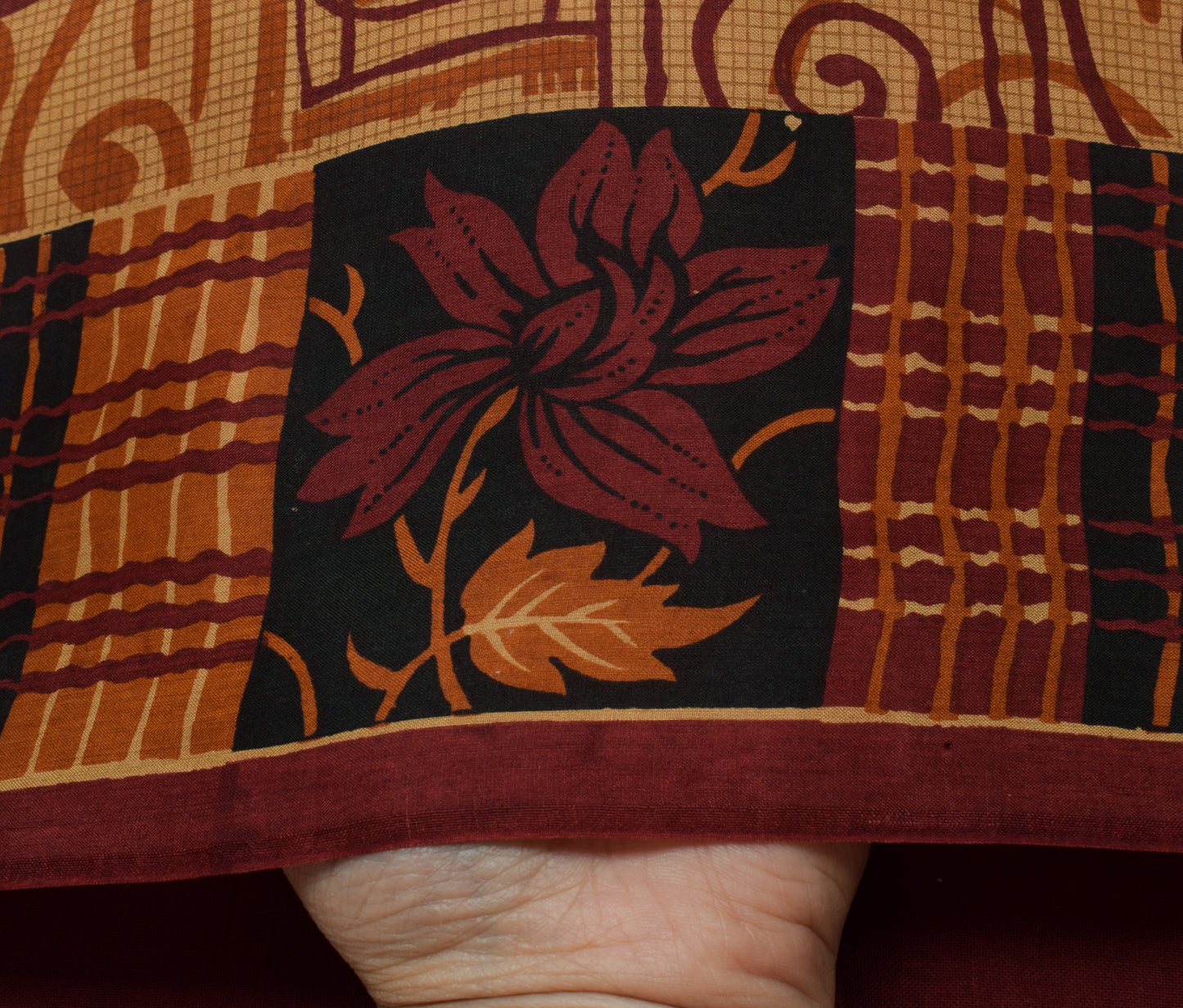 Sushila Vintage Brown Saree 100% Pure Silk Printed Paisley Soft Craft Fabric