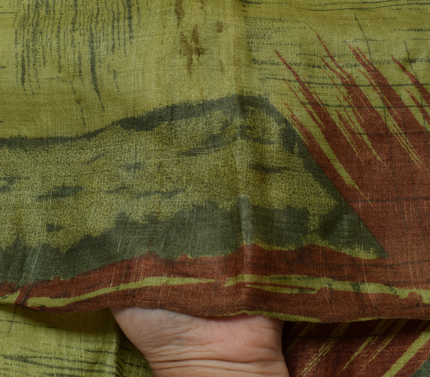 Sushila Vintage Green Indian Saree 100% Pure Silk Printed Soft Craft Fabric