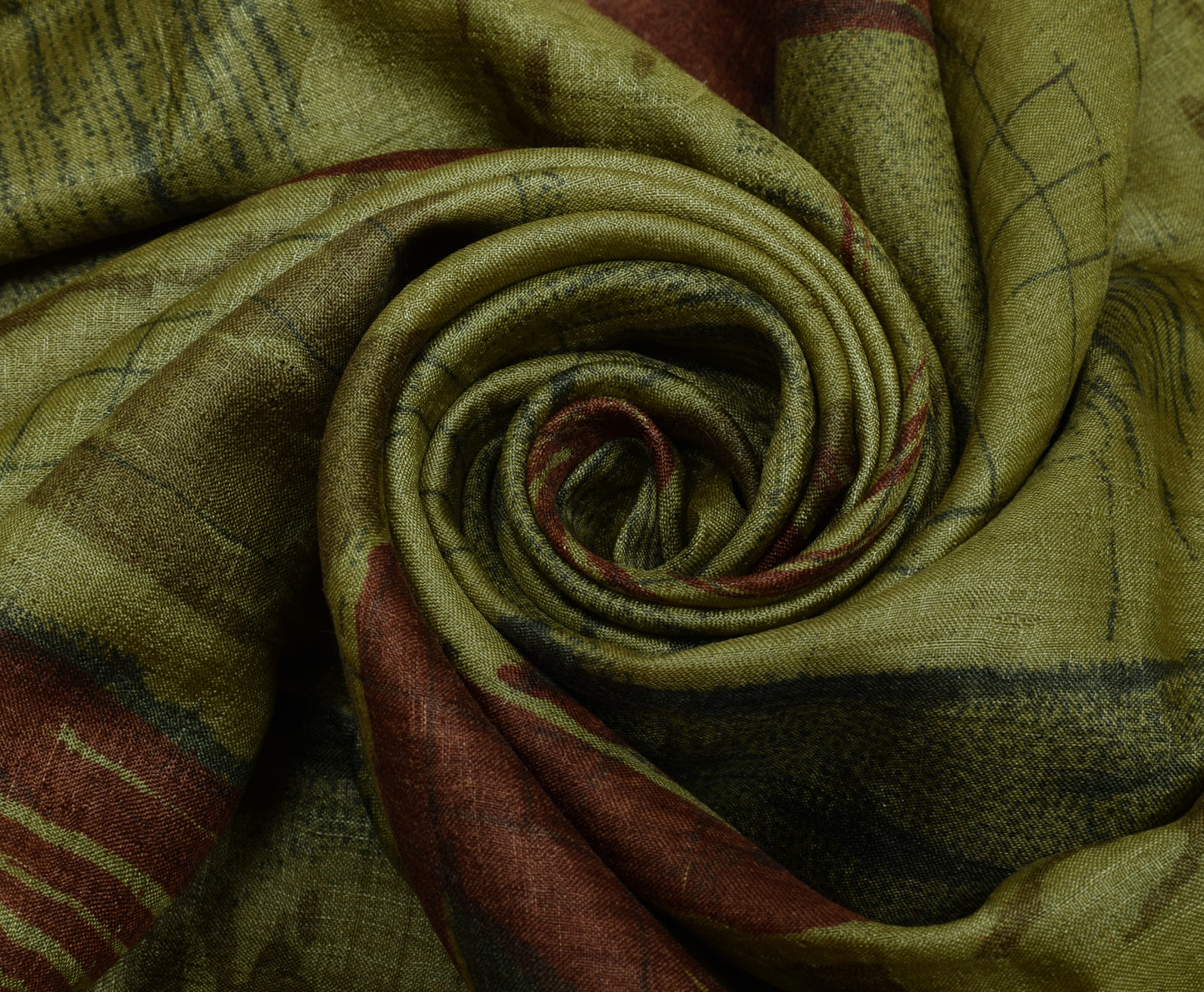 Sushila Vintage Green Indian Saree 100% Pure Silk Printed Soft Craft Fabric