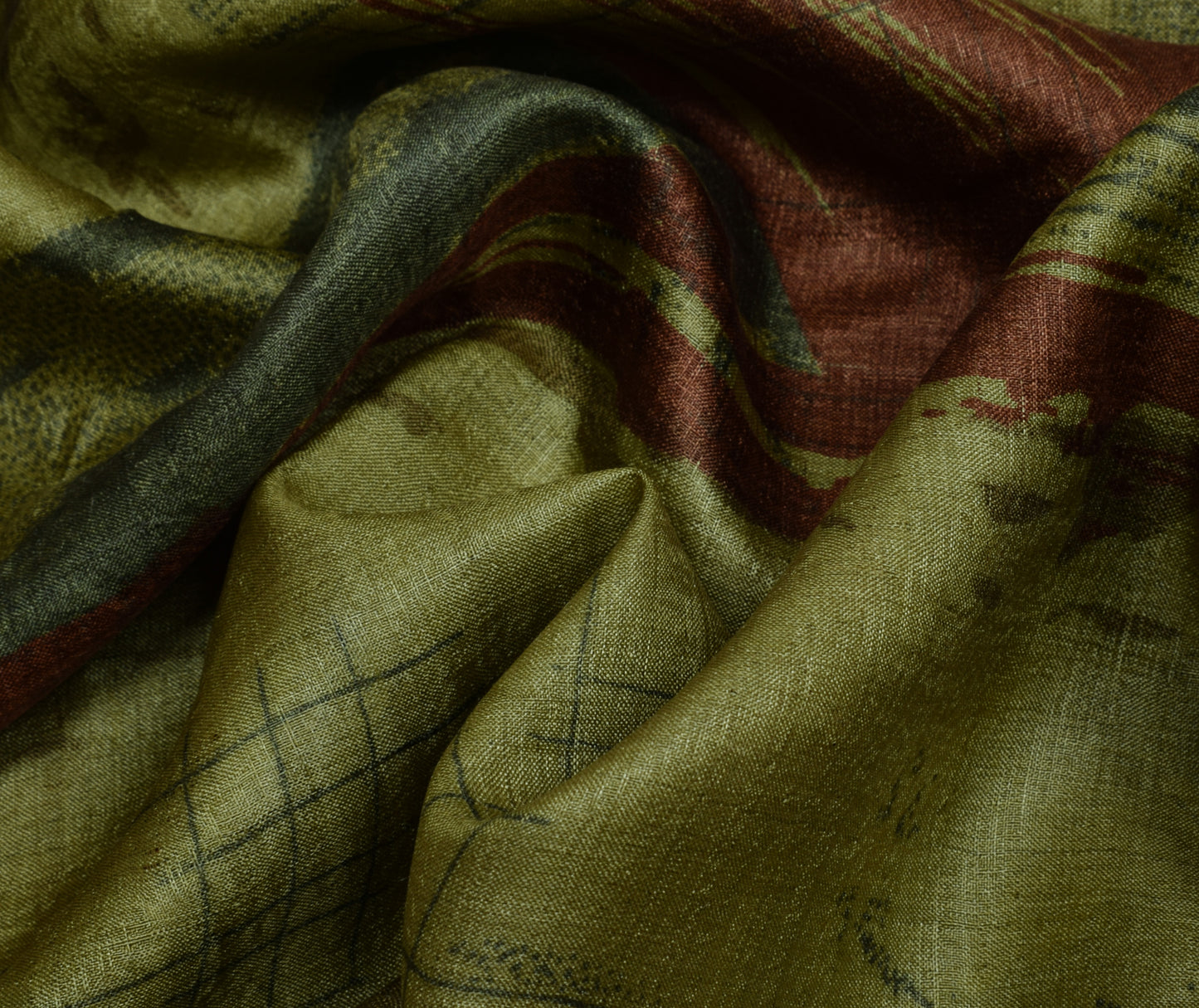 Sushila Vintage Green Indian Saree 100% Pure Silk Printed Soft Craft Fabric