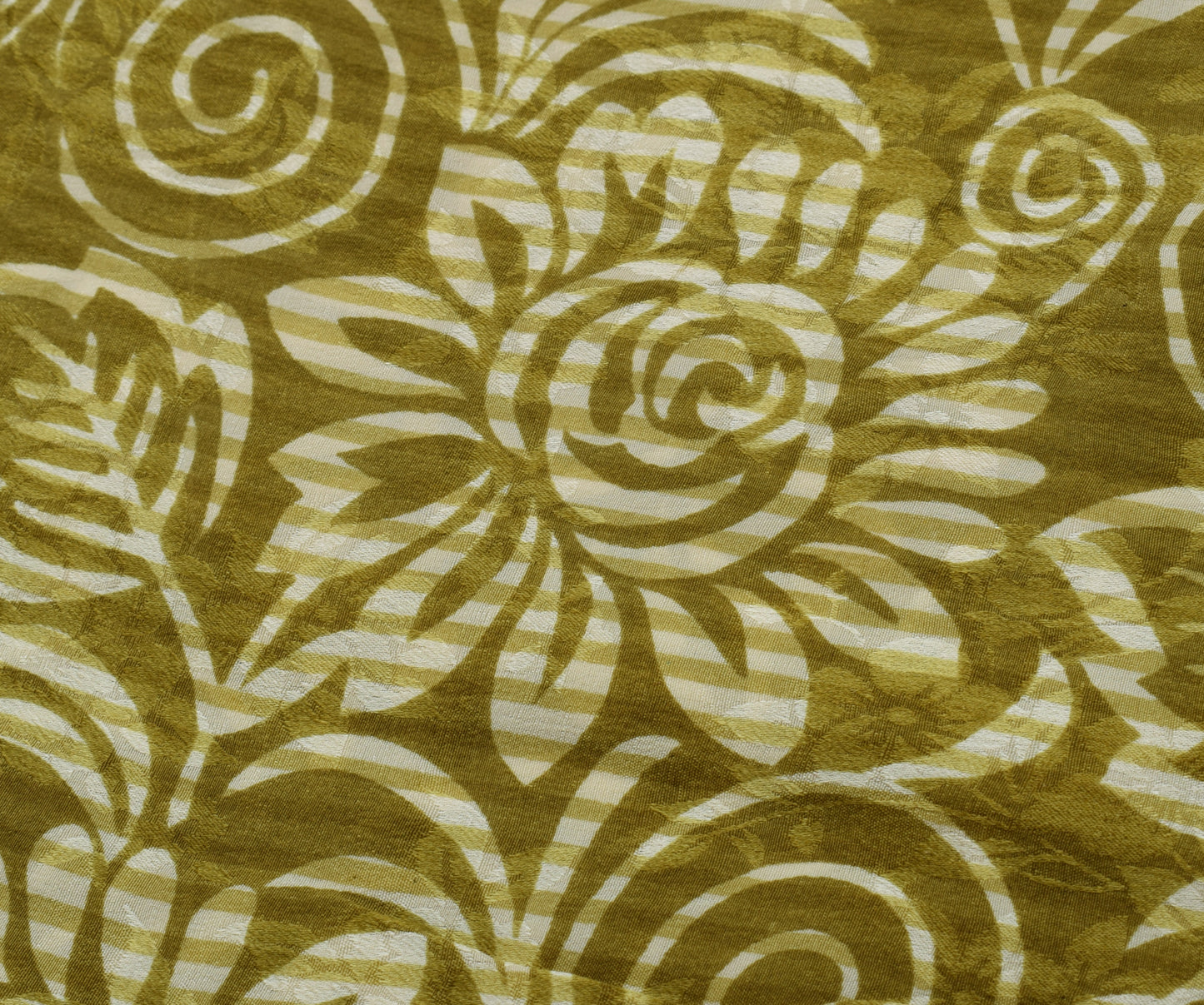 Sushila Vintage Green Saree 100% Pure Silk Printed Floral Soft Craft Fabric