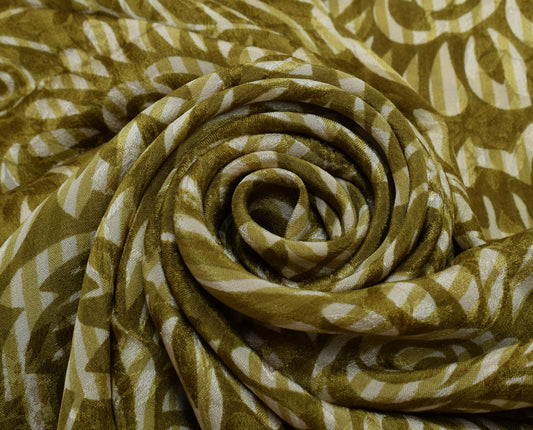 Sushila Vintage Green Saree 100% Pure Silk Printed Floral Soft Craft Fabric