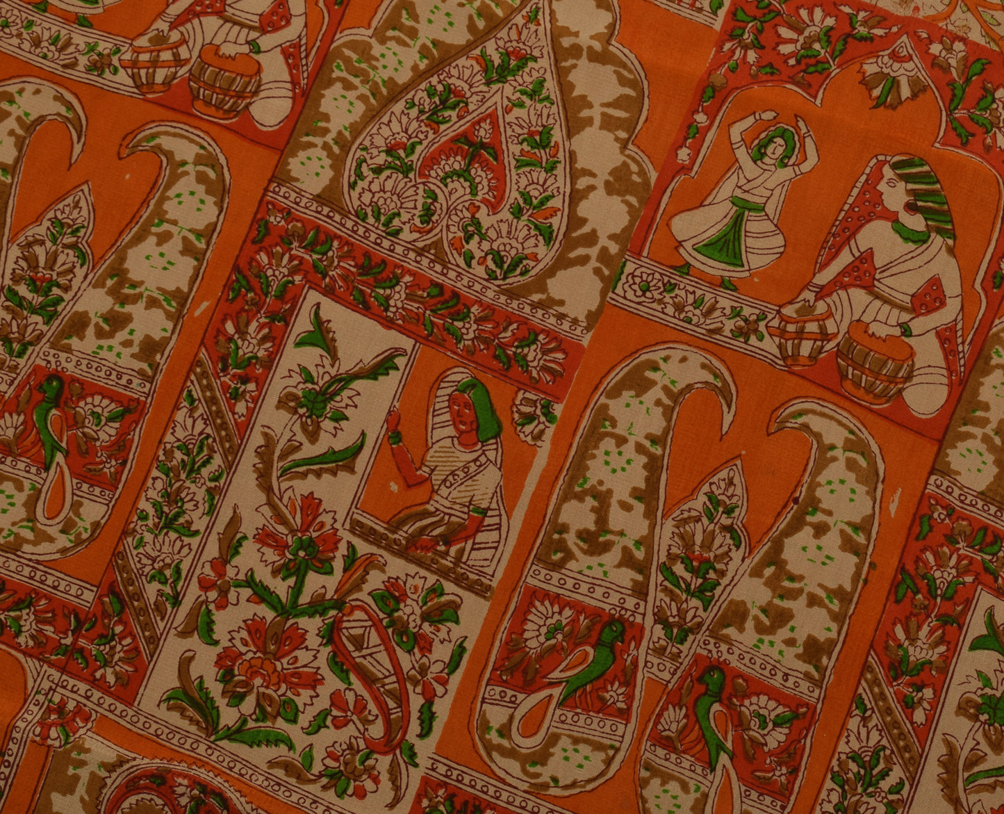 Sushila Vintage Brown Saree 100% Pure Silk Printed 5 Yard Soft Craft Sari Fabric