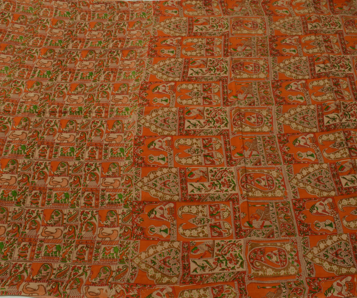 Sushila Vintage Brown Saree 100% Pure Silk Printed 5 Yard Soft Craft Sari Fabric