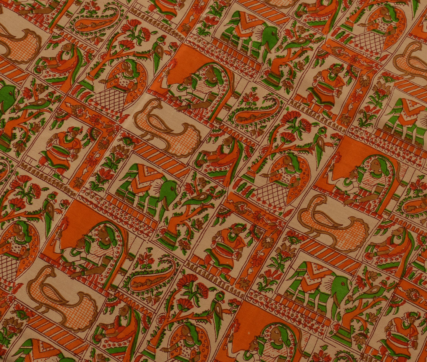 Sushila Vintage Brown Saree 100% Pure Silk Printed 5 Yard Soft Craft Sari Fabric