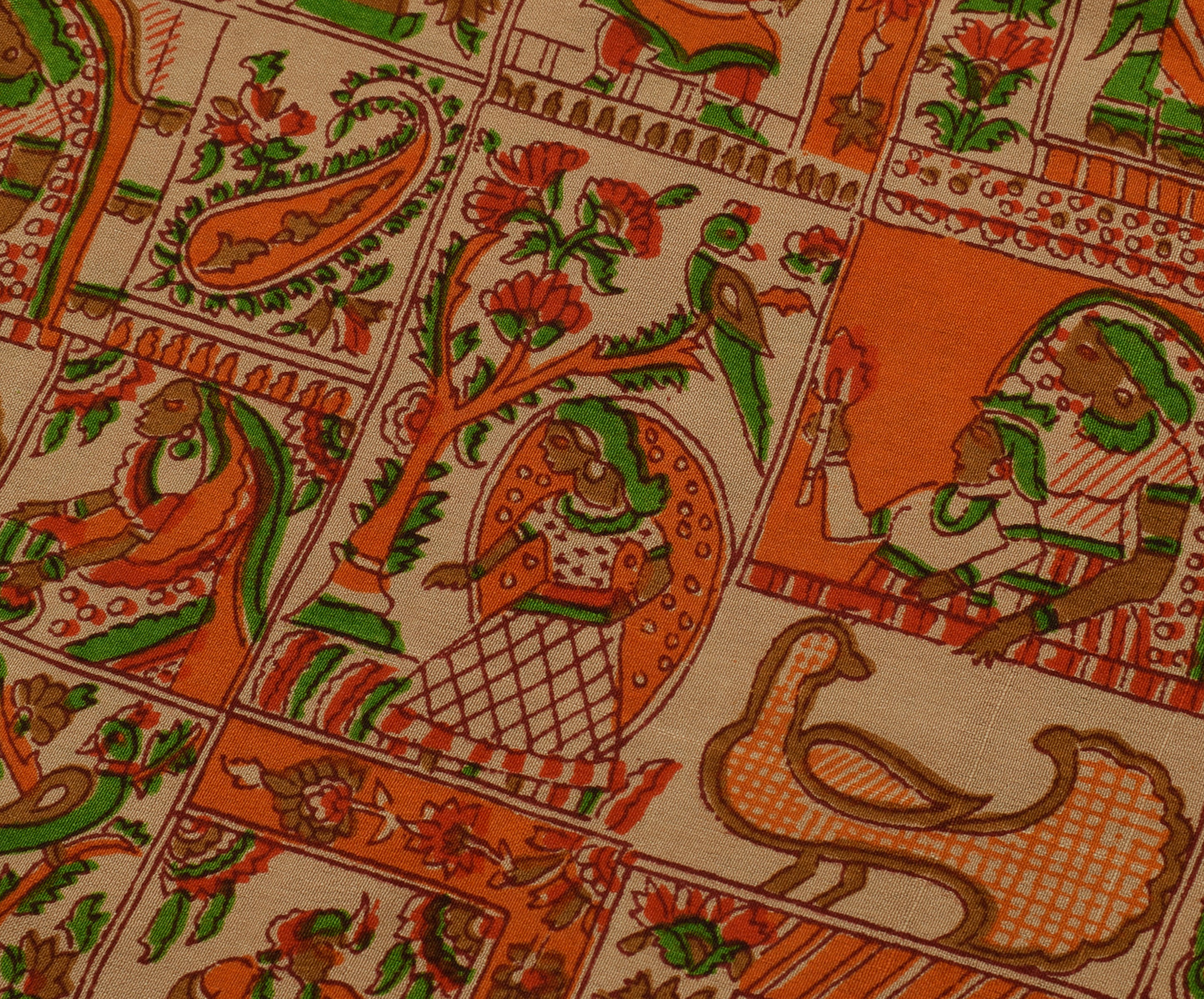 Sushila Vintage Brown Saree 100% Pure Silk Printed 5 Yard Soft Craft Sari Fabric