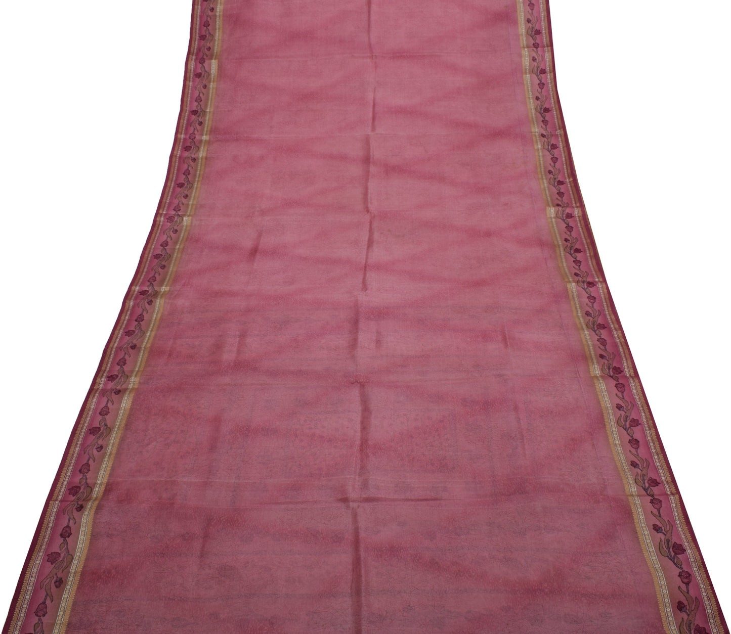 Sushila Vintage Indian Saree 100% Pure Silk Printed 5 Yard Soft Craft Fabric
