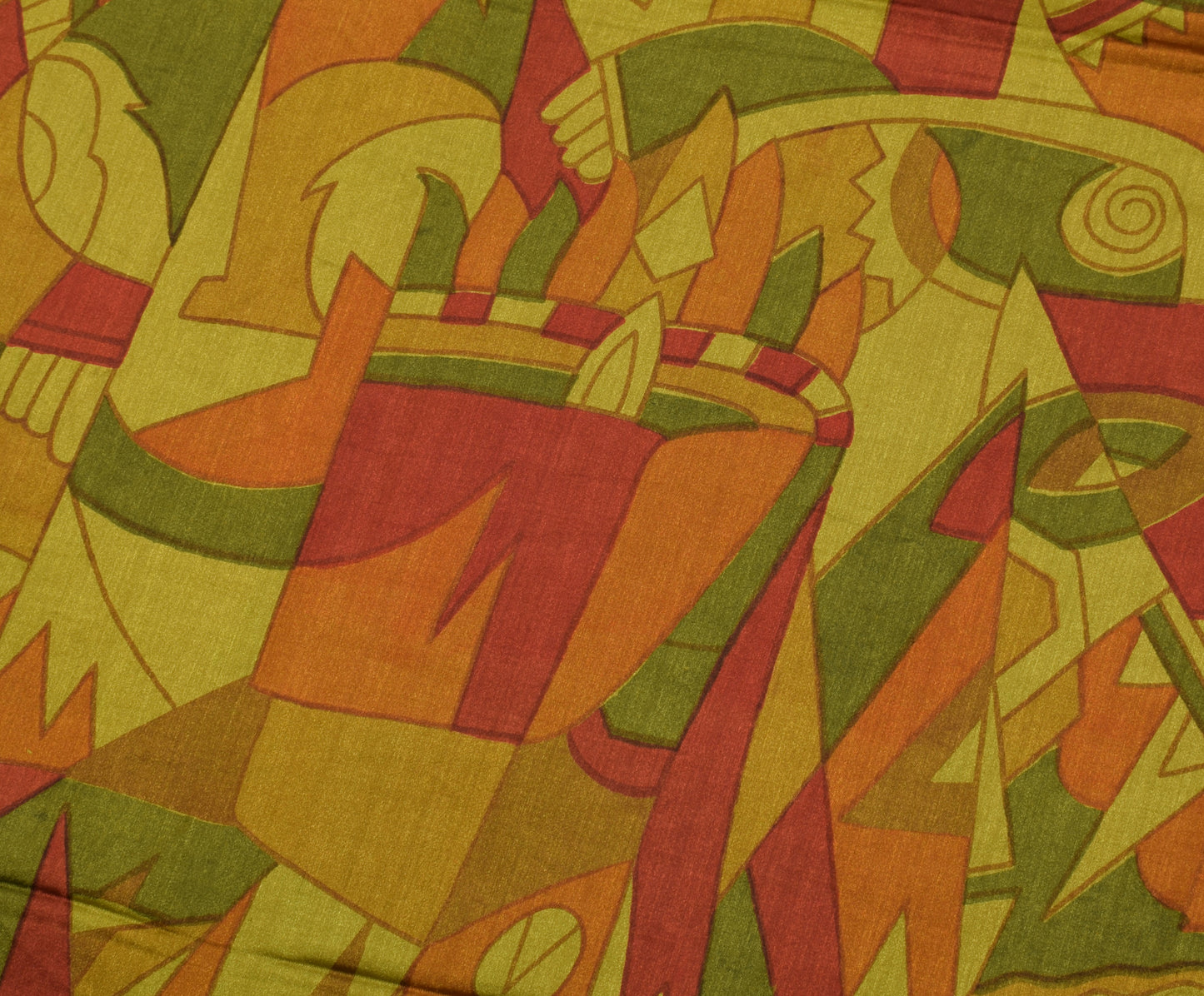 Sushila Vintage Green Indian Saree Blend Silk Printed 5 Yard Soft Craft Fabric