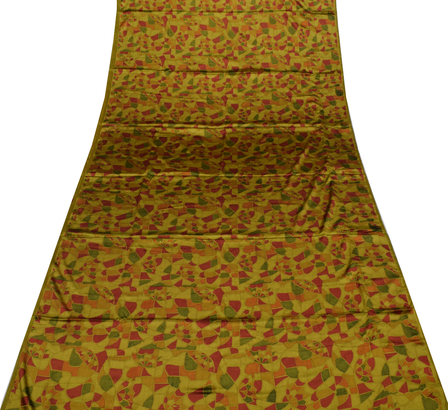 Sushila Vintage Green Indian Saree Blend Silk Printed 5 Yard Soft Craft Fabric