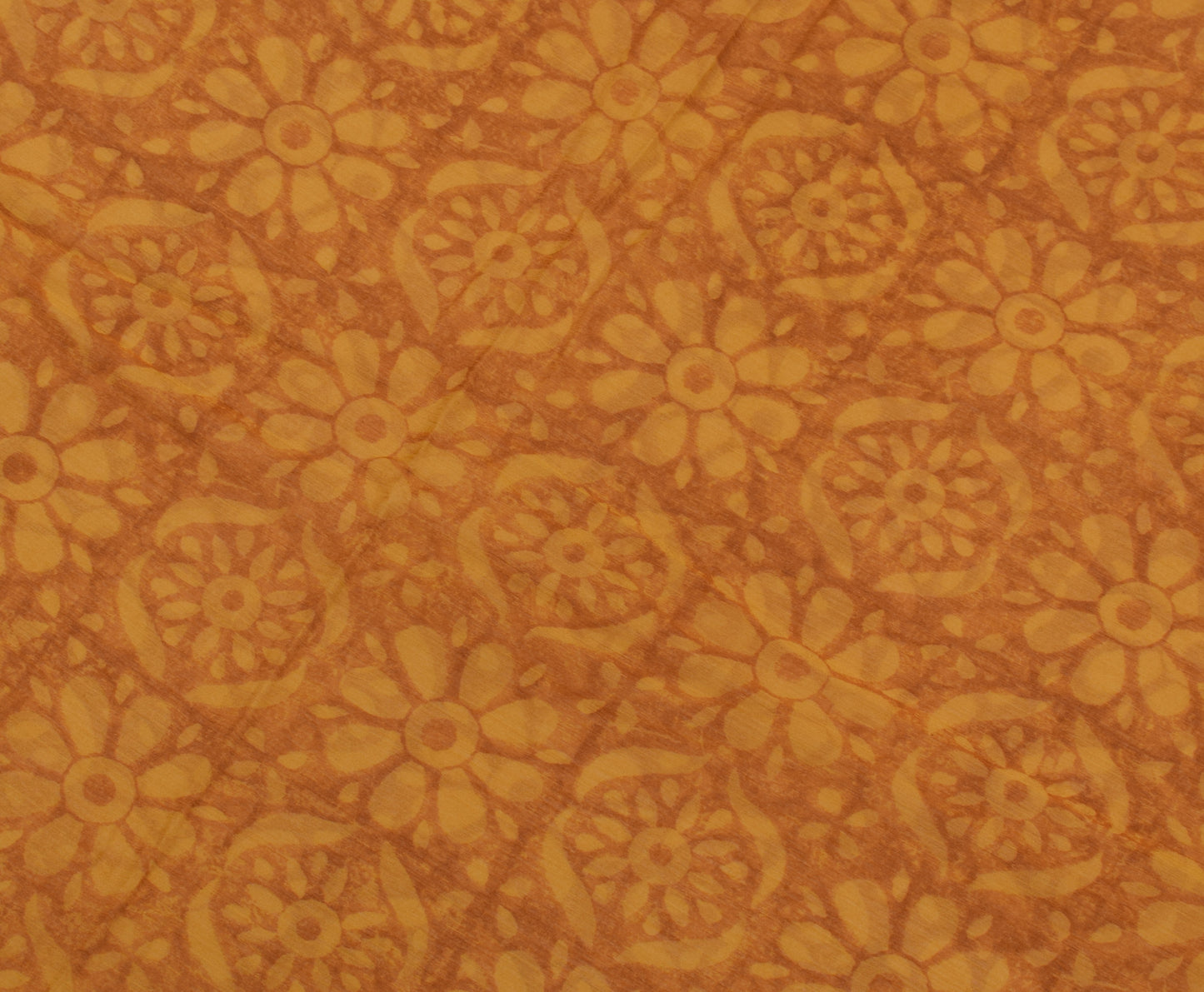 Sushila Vintage Mustard Saree Blend Chiffon Silk Printed Floral Craft Fabric