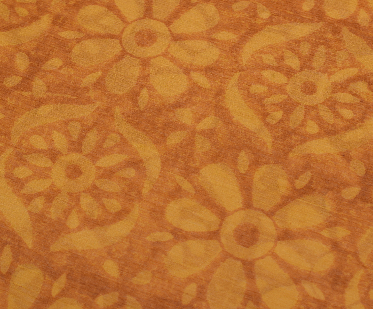 Sushila Vintage Mustard Saree Blend Chiffon Silk Printed Floral Craft Fabric