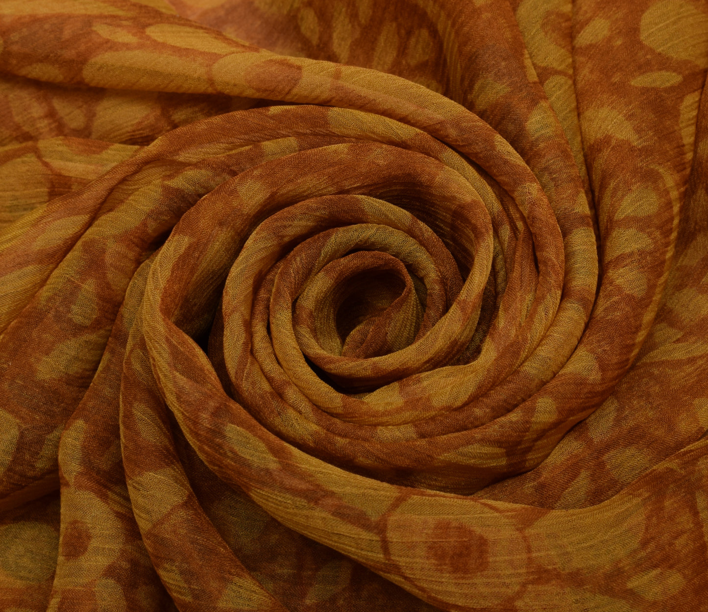 Sushila Vintage Mustard Saree Blend Chiffon Silk Printed Floral Craft Fabric