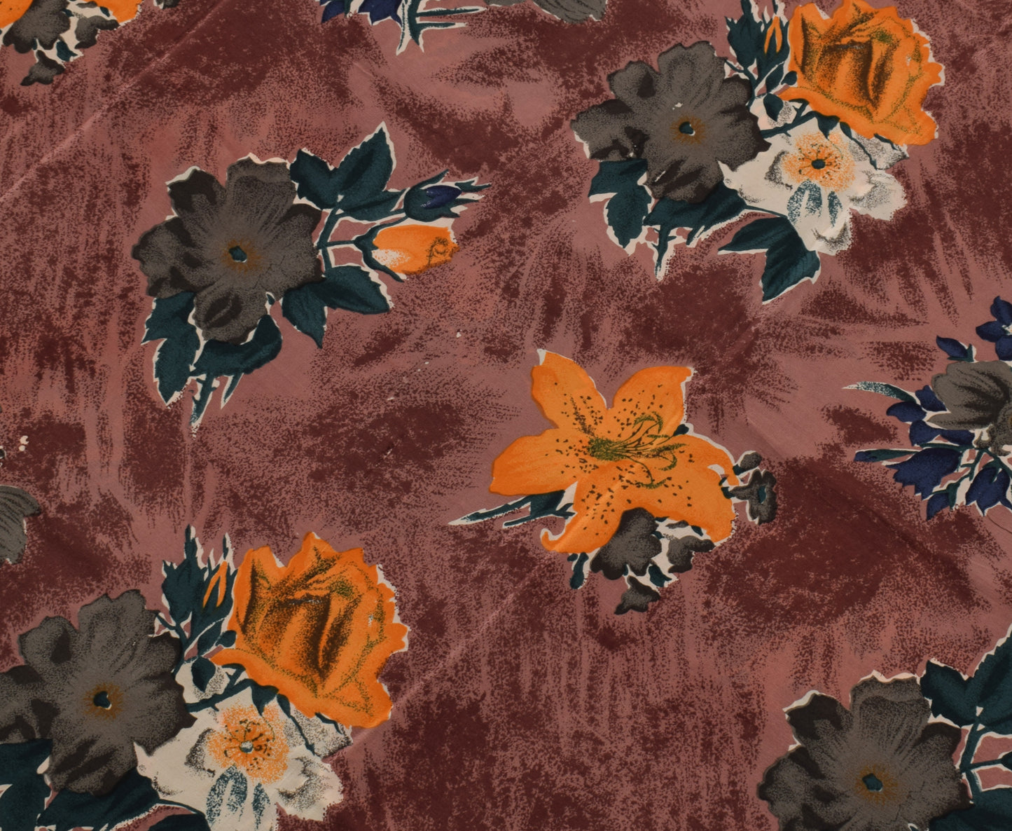 Sushila Vintage Indian Saree 100% Pure Crepe Silk Printed Floral Soft Fabric