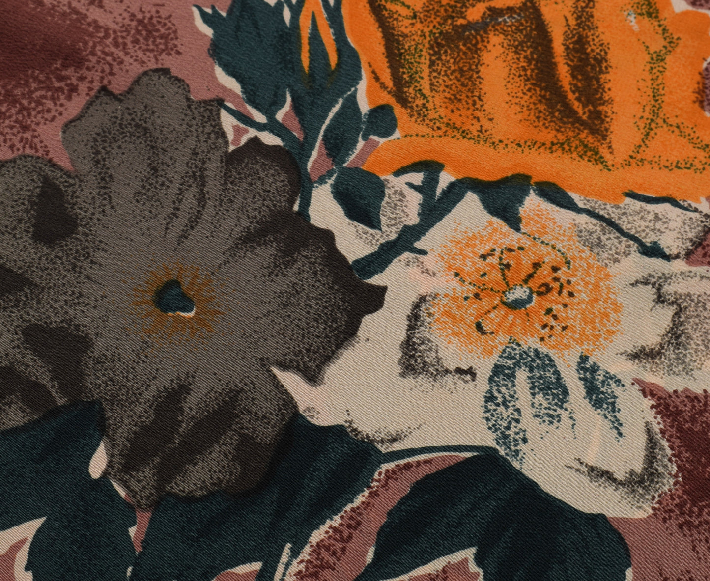 Sushila Vintage Indian Saree 100% Pure Crepe Silk Printed Floral Soft Fabric