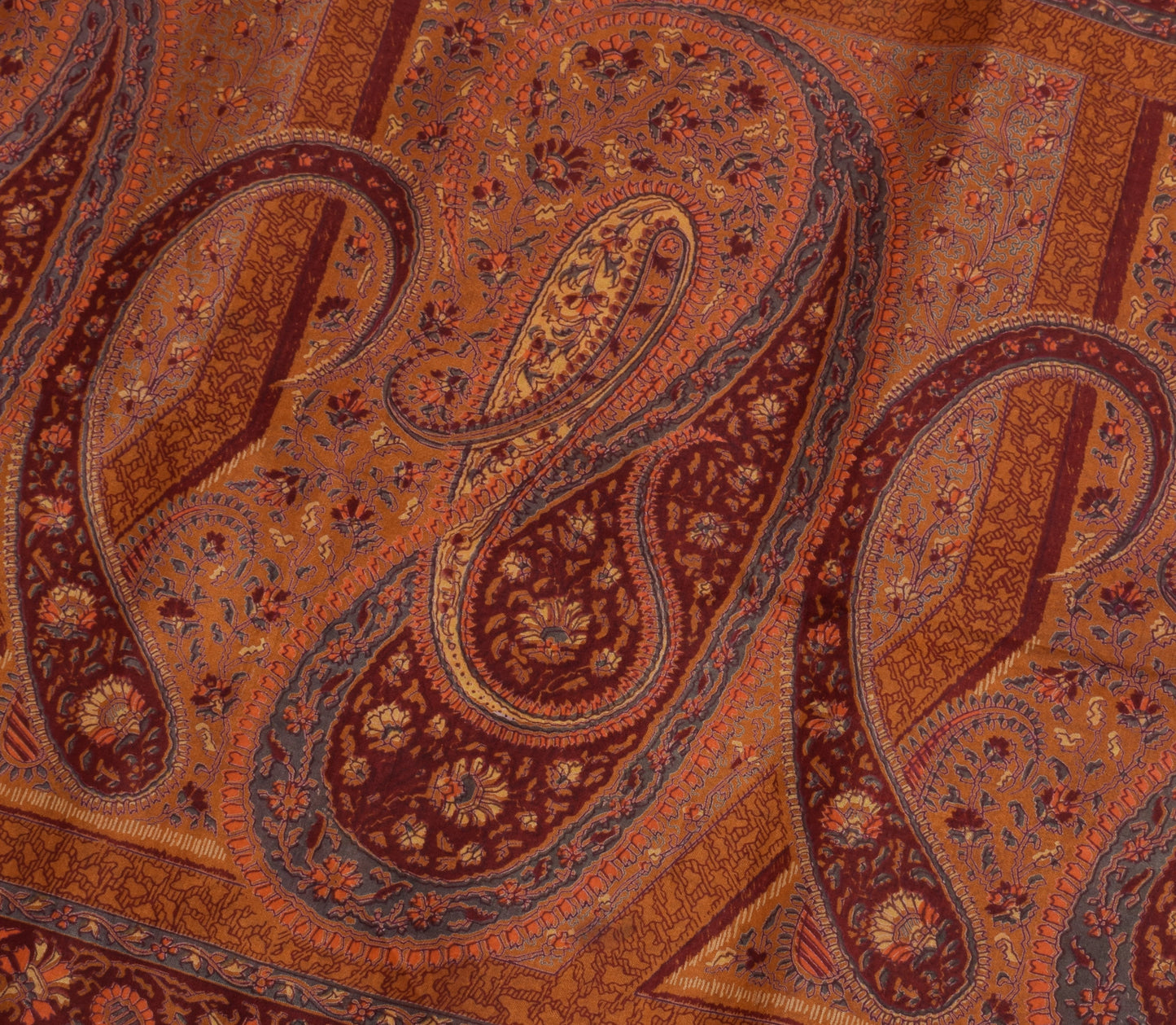 Sushila Vintage Brown Saree 100% Pure Silk Printed Floral Soft Craft Fabric
