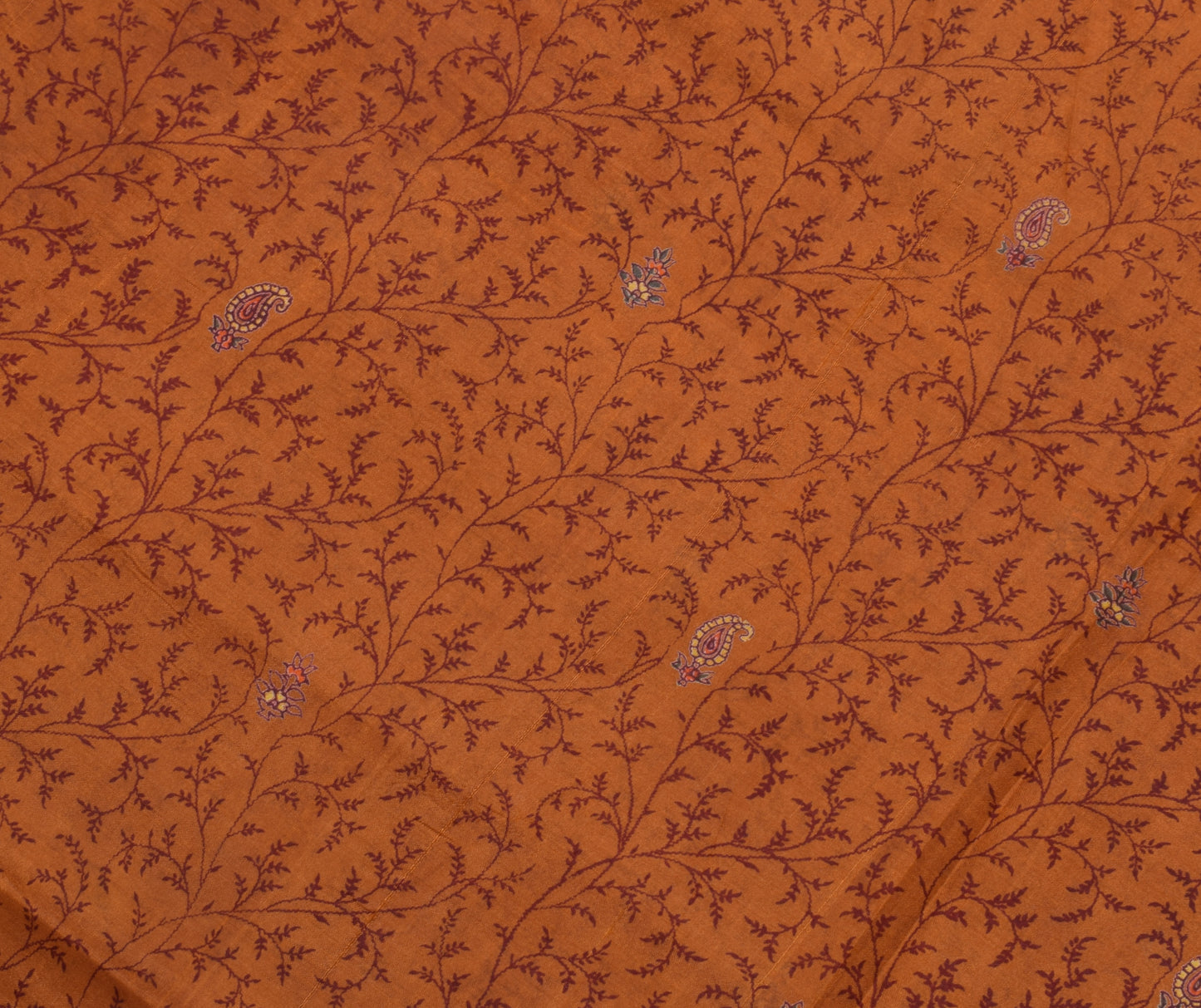 Sushila Vintage Brown Saree 100% Pure Silk Printed Floral Soft Craft Fabric
