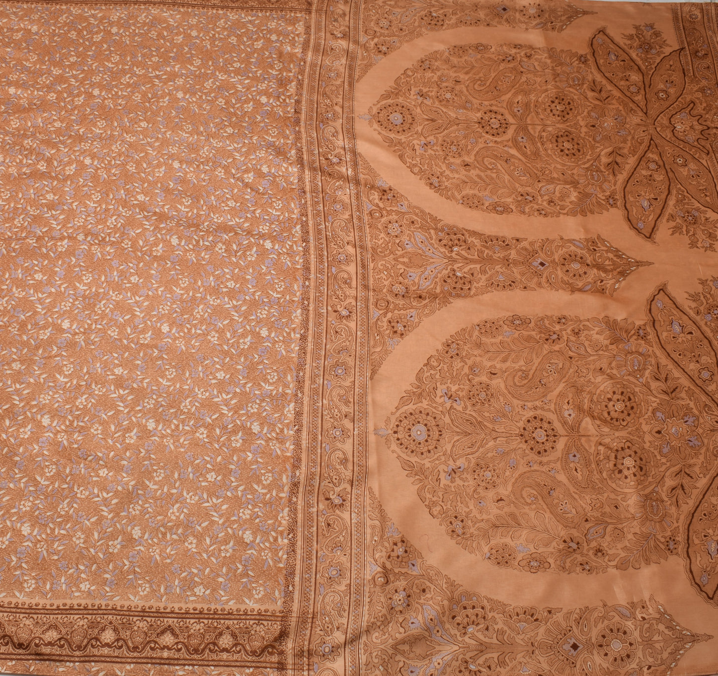 Sushila Vintage Indian Saree Blend Silk Printed Floral5 Yard Soft Craft Fabric