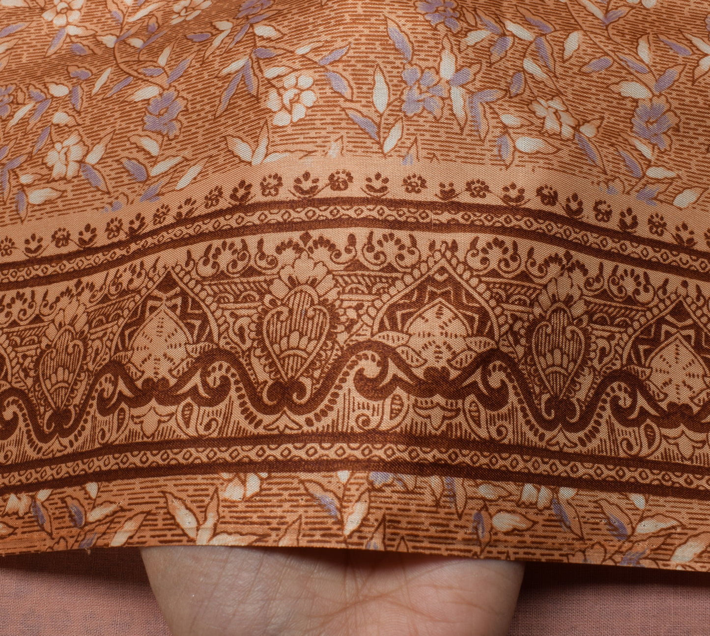 Sushila Vintage Indian Saree Blend Silk Printed Floral5 Yard Soft Craft Fabric