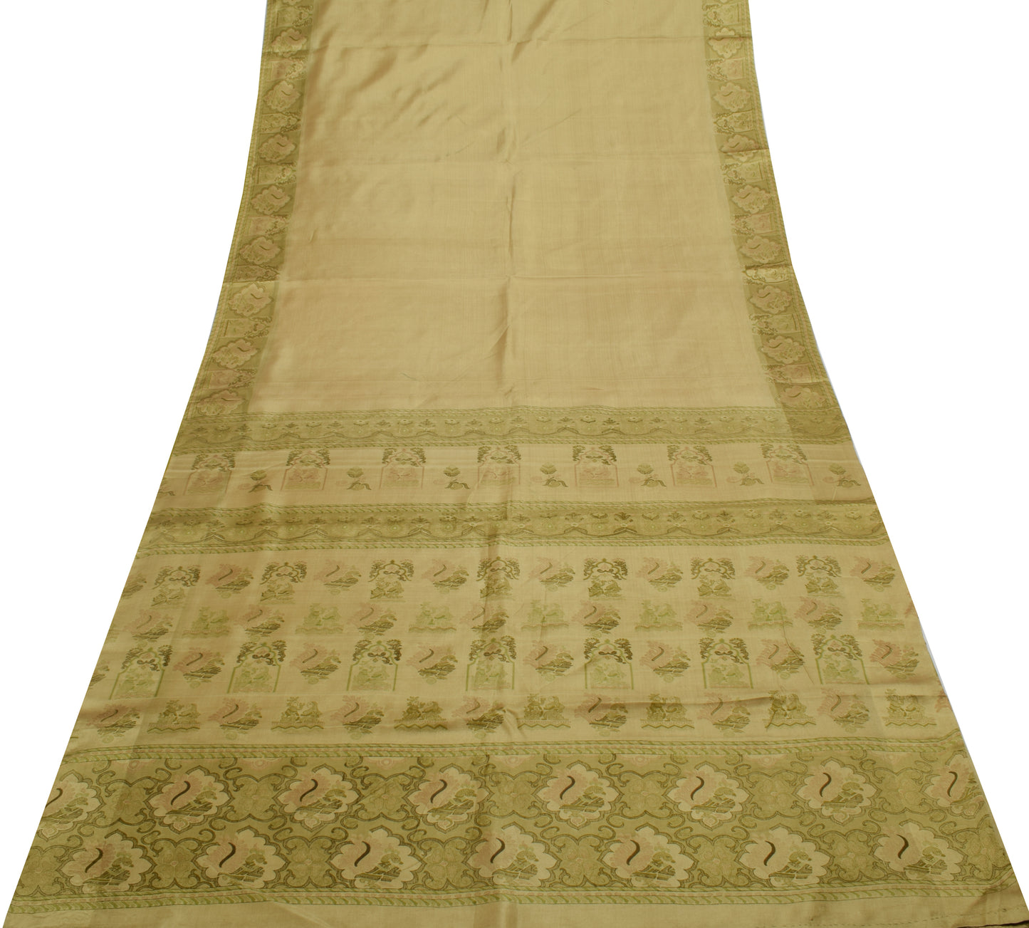Sushila Vintage Indian Saree 100% Pure Silk Printed 5 Yard Soft Craft Fabric