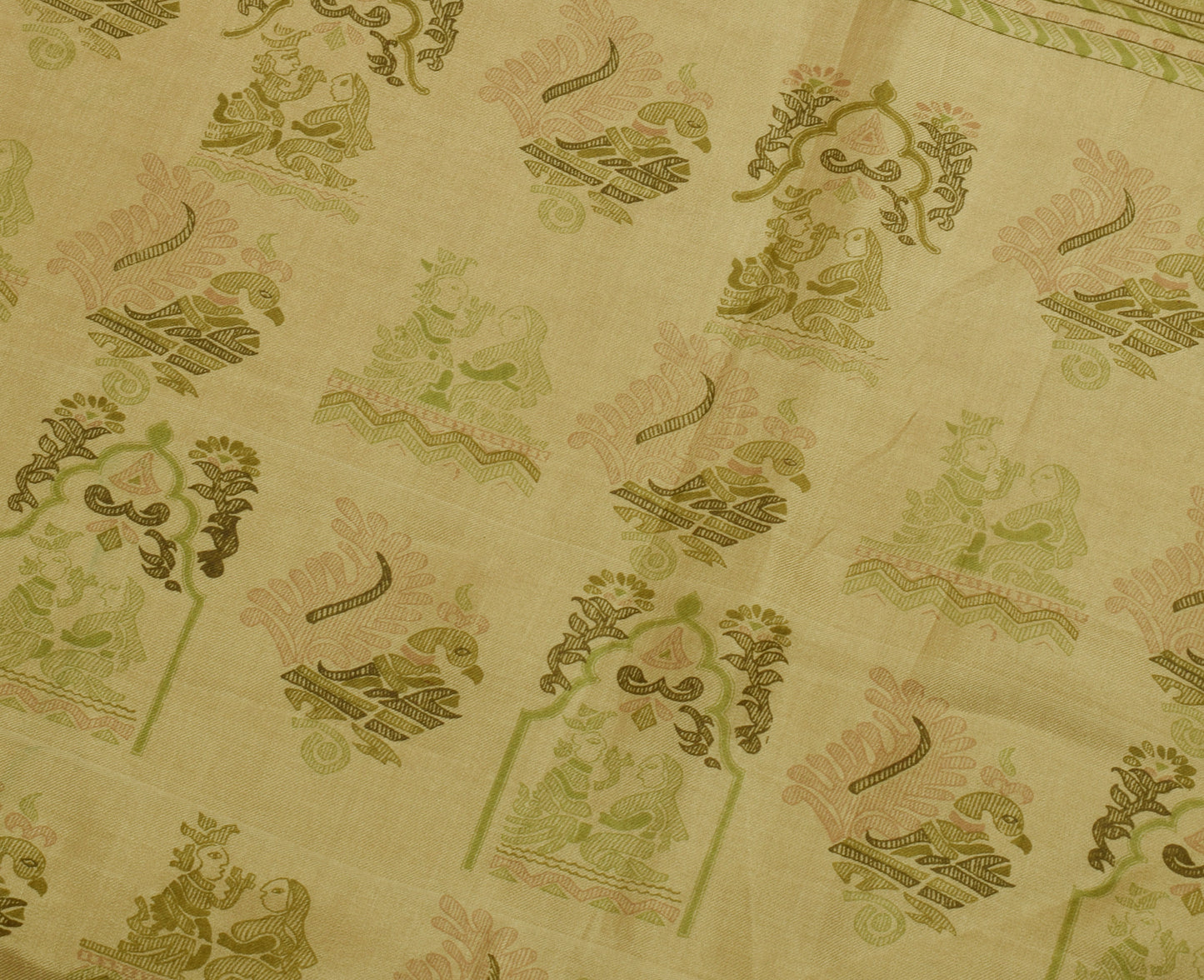 Sushila Vintage Indian Saree 100% Pure Silk Printed 5 Yard Soft Craft Fabric