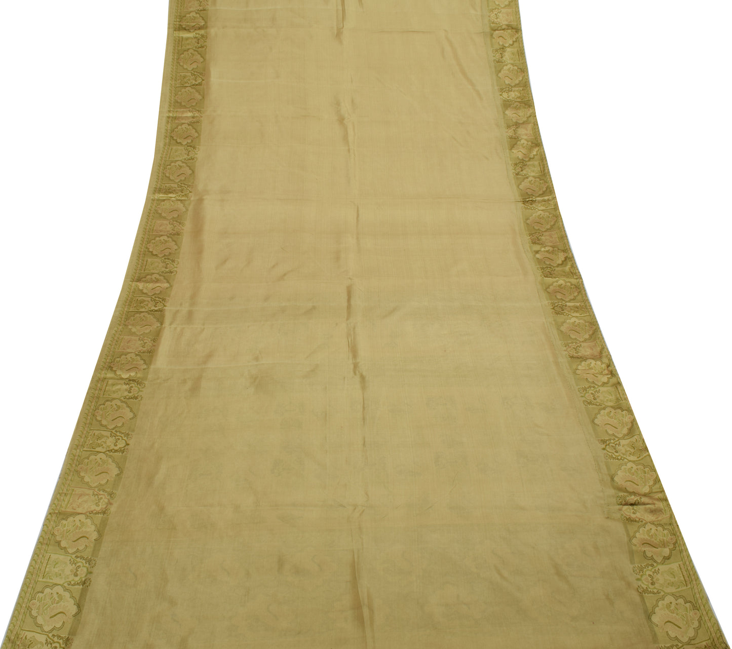 Sushila Vintage Indian Saree 100% Pure Silk Printed 5 Yard Soft Craft Fabric