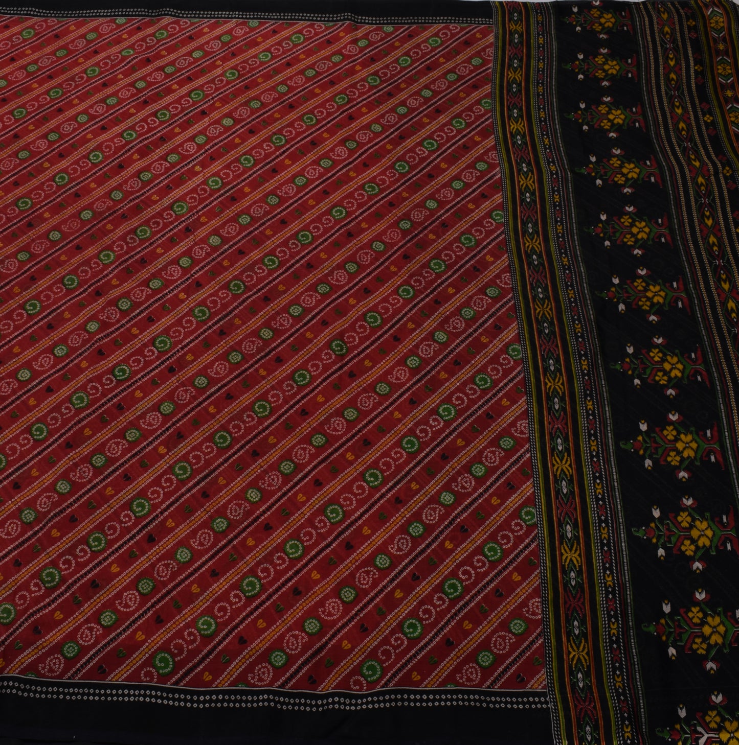 Sushila Vintage Maroon Saree 100% Pure Silk Printed 5 Yard Soft Craft Fabric